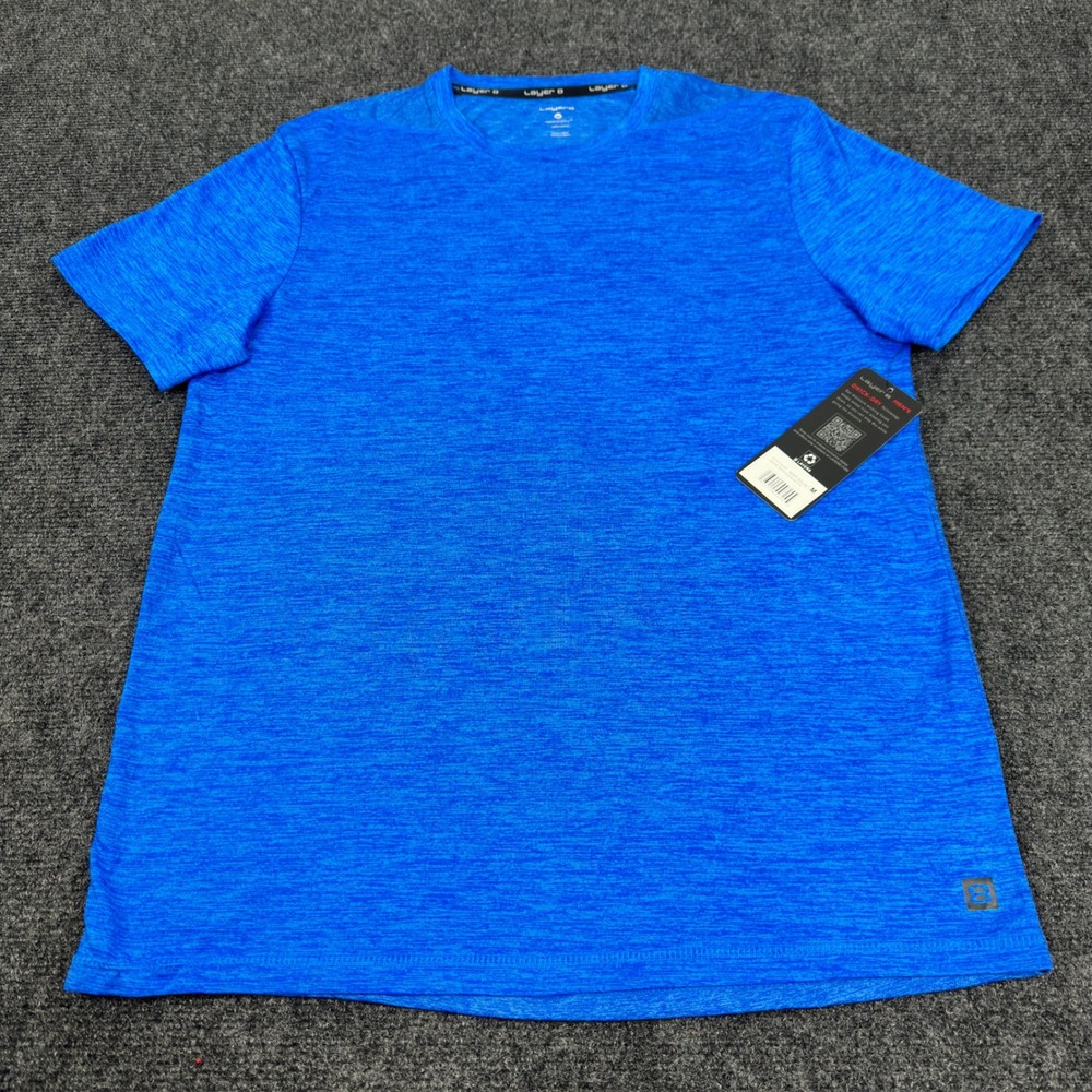 Layer 8‎ Mens Qwick-Dry Training Shirt Egyptian Blue Heather L23184 Size M NEW